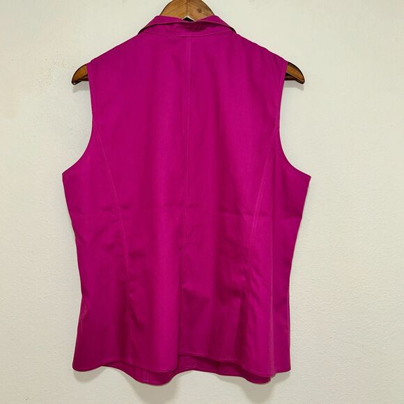 NWT Jones New York Women Tank Top 16W Fuchsia NON IRON Cotton Wing Collar $64 - Picture 2 of 8
